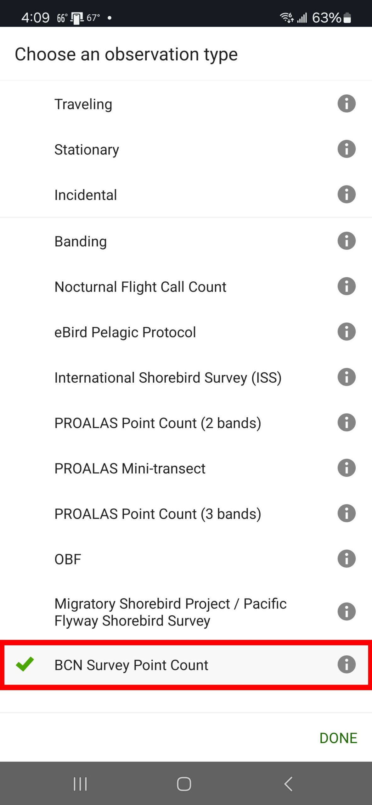 eBird Mobile App protocol